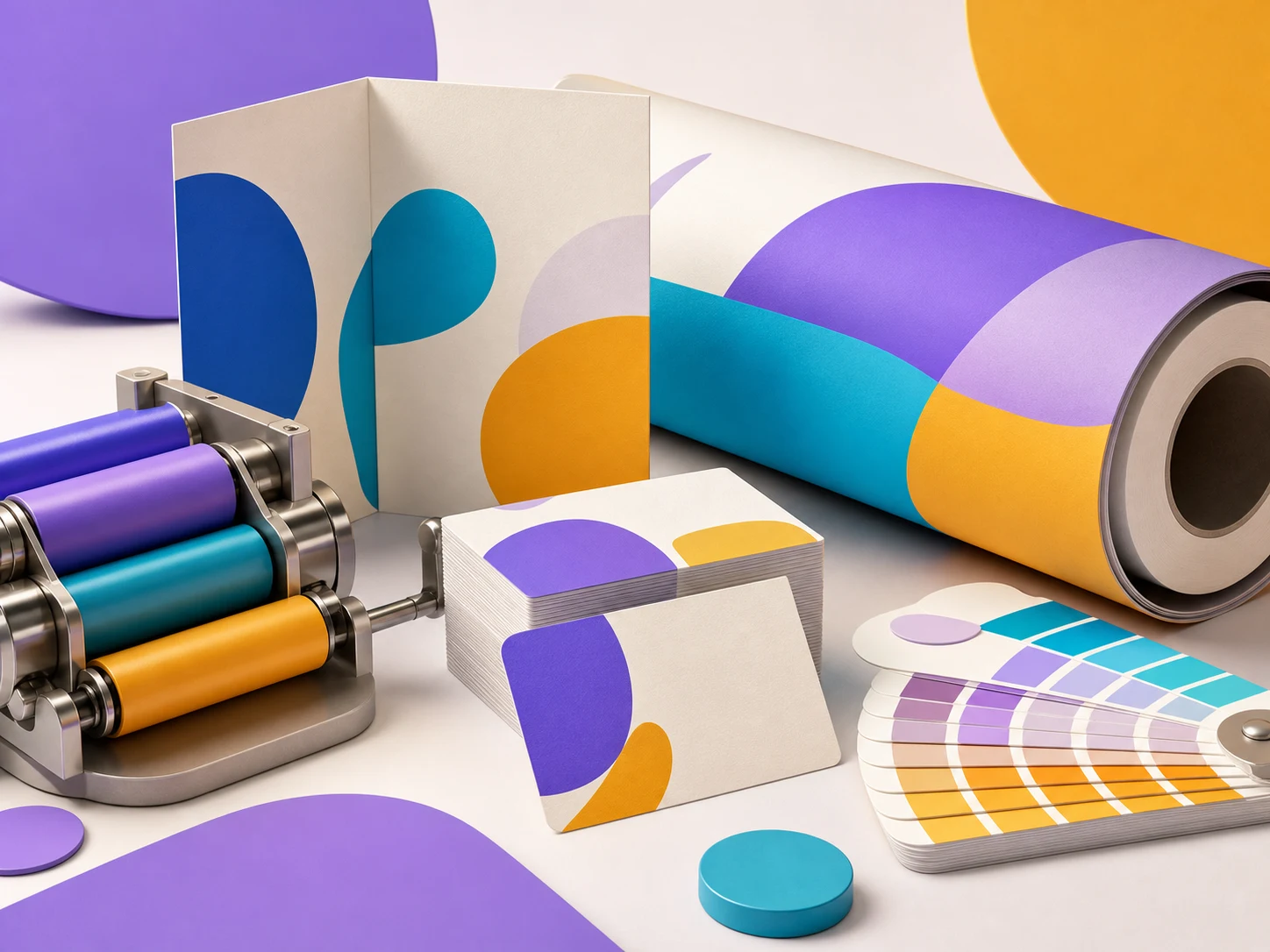 Illustration expressive de supports imprimés et de nuanciers